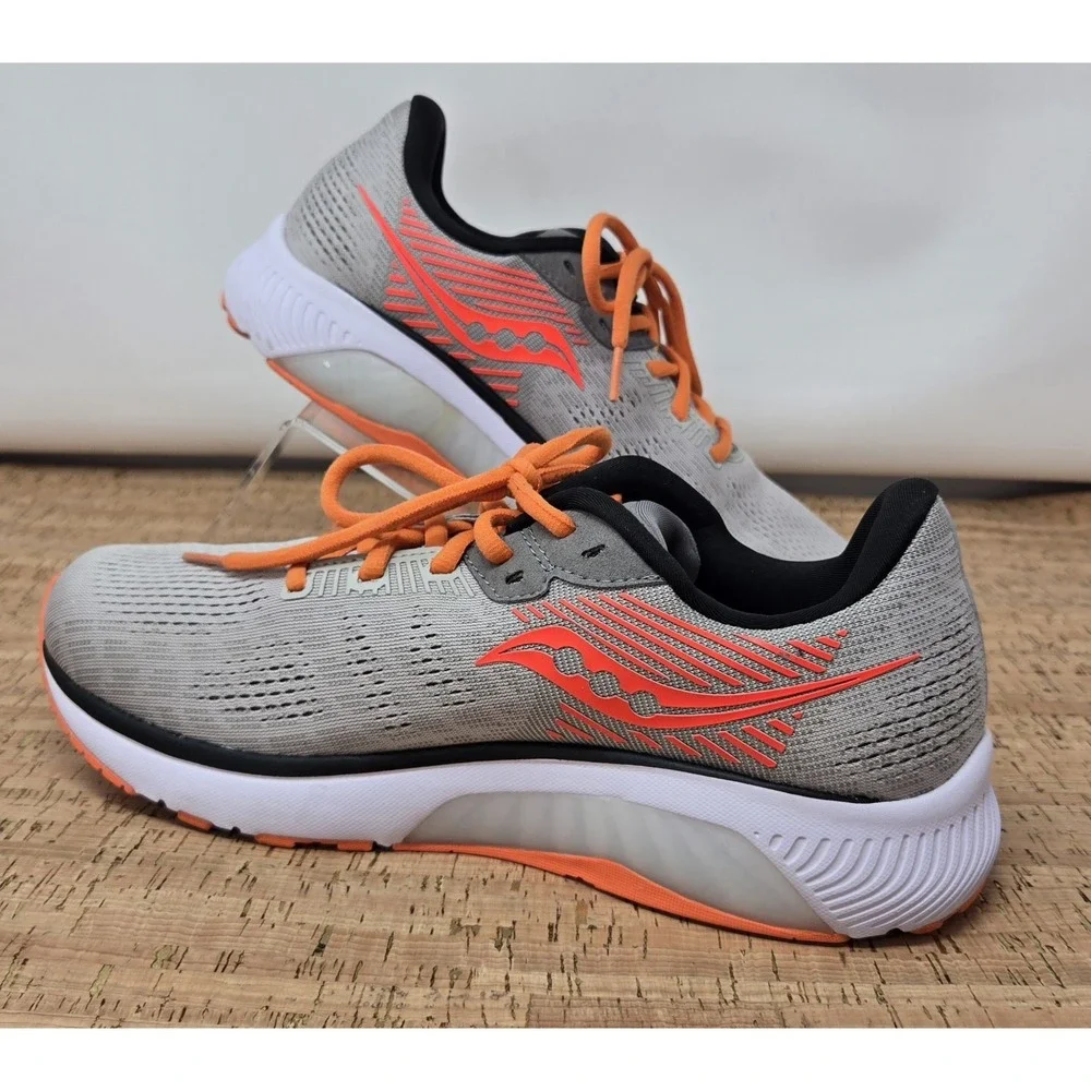 Saucony Shoes Mens 8.5 Jackalope Guide 14 Lace Up Running Gray/Orange Sneakers